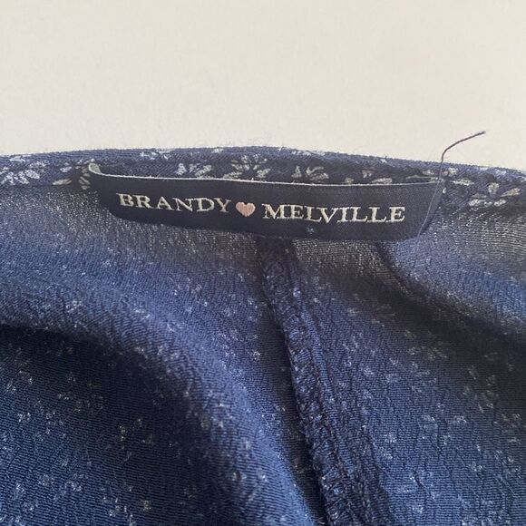 Brandy Melville Navy Blue Floral Robbie Tie Wrap Dress - Picture 10 of 13